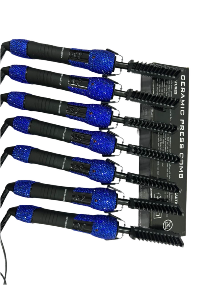 BLUE RHINESTONES Hot Comb