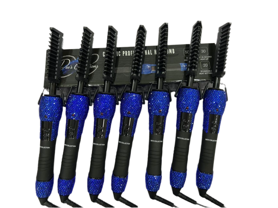 BLUE RHINESTONES Hot Comb