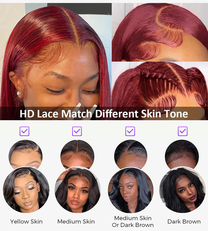 13x6 Burgundy HD Lace Luxury Unit